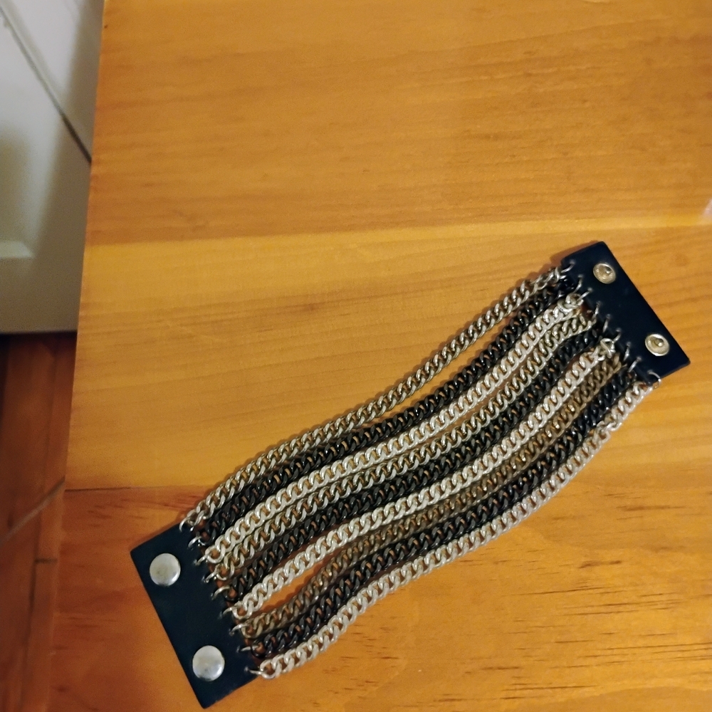 Black, Silver and Gold Chain Bracelet